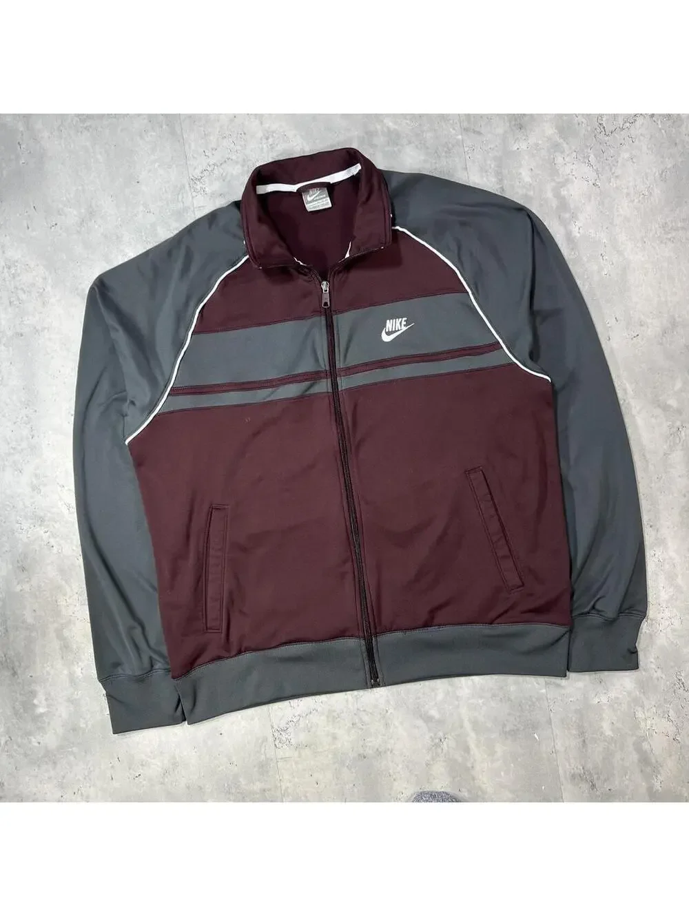 Vintage Burgundy Nike Skater Grunge Track Jacket
